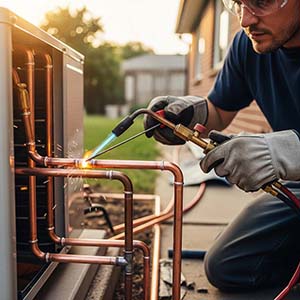 تمديد نحاس مكيفات 5 طن، تمديد اسلاك الكنترول والكهرباء، تركيب حامل الوحدة الخارجية، غسيل المكيفات في الموقع، صيانة فورية للأعطال